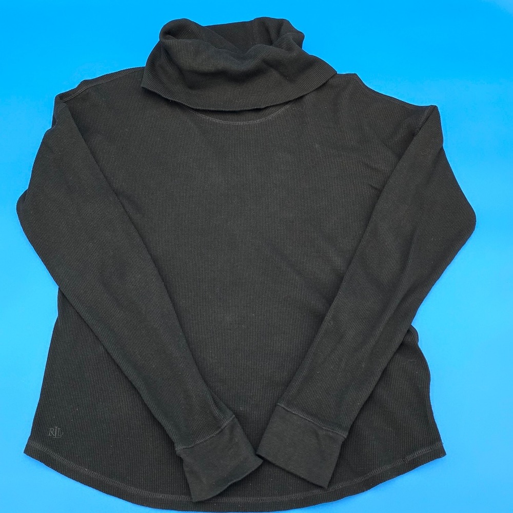 Lauren Ralph Lauren Womens Top Small Black Cowl Neck Long‎ Sleeve Knit Small